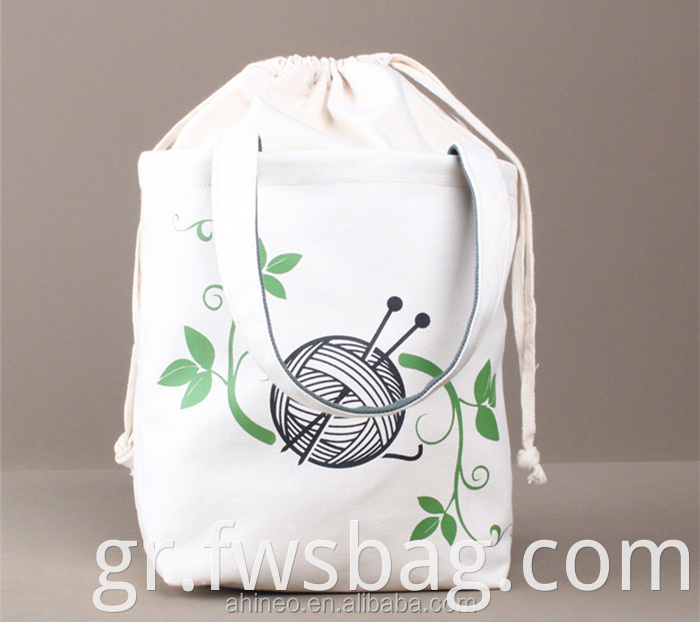 Προσαρμοσμένη υψηλής ποιότητας φιλική προς το περιβάλλον τσάντας τσάντα κλείσιμο βαμβακιού καμβά φως πλέξιμο τσάντες αποθήκευσης νήματος